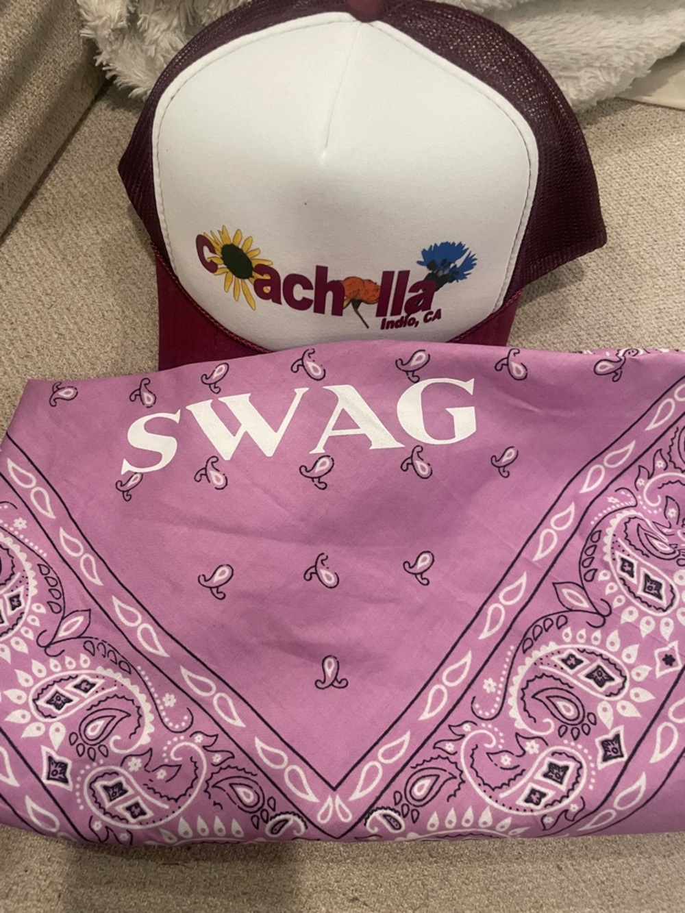 SWAG bandana and Coachella hat - unused